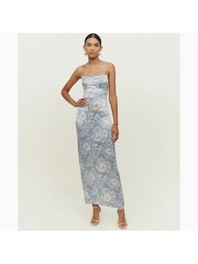 Reformation Blue Floral Maxi Slip Dress Frankie